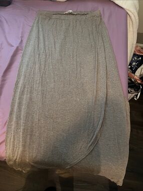 Max Studio Gray Wrap-Style Maxi Skirt